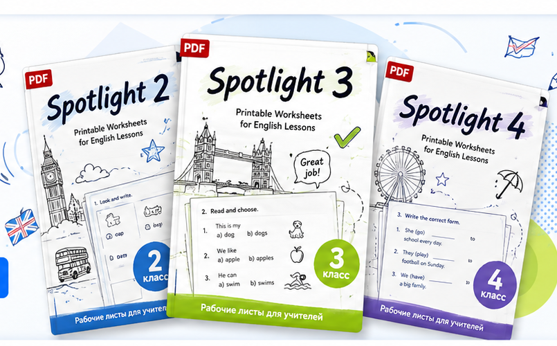 Сборники рабочих листов Spotlight для 2, 3 и 4 классов